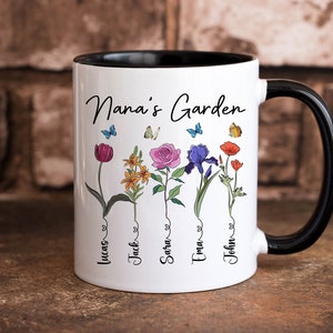 Personalized Nana's Garden, Grandma's Garden Birth Flower Mug, Gift for Nana, Grandmother's Gift, Mother's Day Gift for Nana