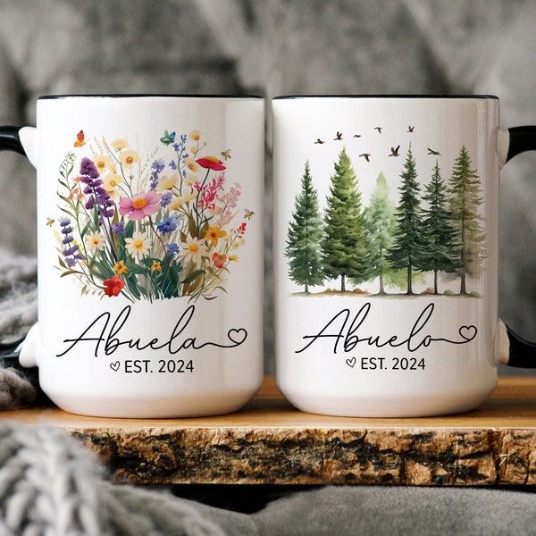 Abuelitos Mug Set, Abuelitos To Be Baby Reveal Present Mug, Abuela Abuelo otra vez Mug, Grandma Grandpa Again Spanish, Baby Reveal Mug