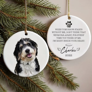 Personalized Pet Watercolor Memorial Ornament, Dog Photo Memory Ornament, Custom Dog Ornament, Dog Loss Keepsake, Dog Remembrance Keepsake