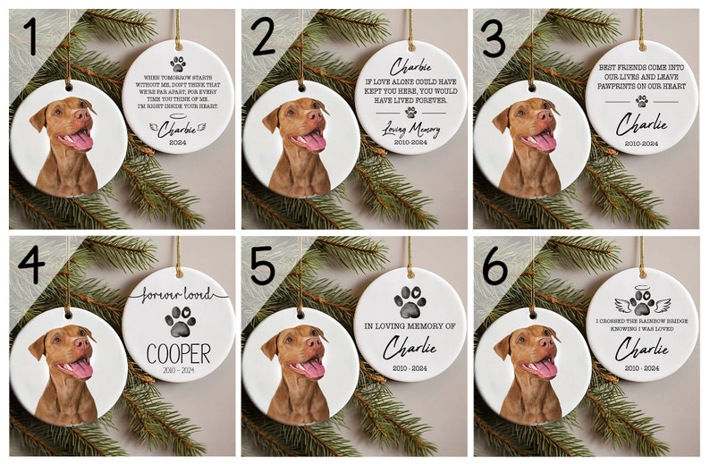 Dog Photo Memory Ornament,Personalized Pet Watercolor Memorial Ornament,Custom Dog Photo Ornament,Dog Loss Keepsake,Dog Remembrance Keepsake zdjęcie 7