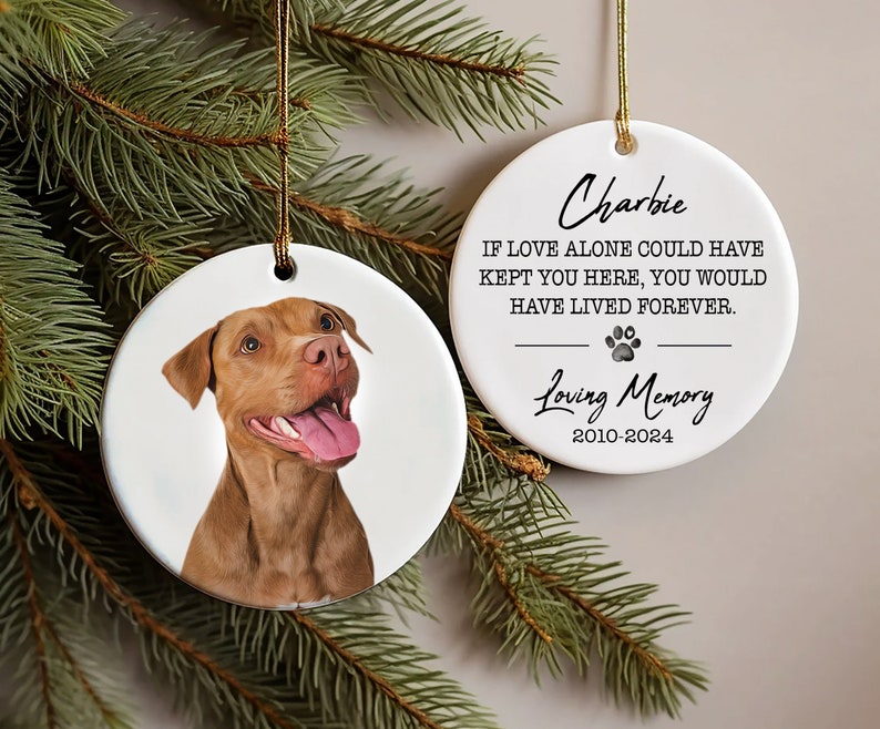 Dog Photo Memory Ornament,Personalized Pet Watercolor Memorial Ornament,Custom Dog Photo Ornament,Dog Loss Keepsake,Dog Remembrance Keepsake Option 2