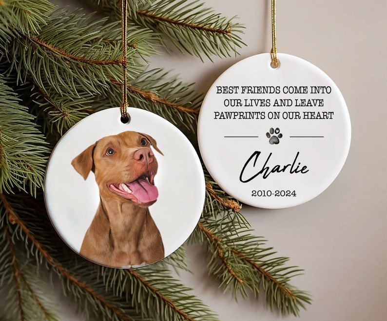 Dog Photo Memory Ornament,Personalized Pet Watercolor Memorial Ornament,Custom Dog Photo Ornament,Dog Loss Keepsake,Dog Remembrance Keepsake Option 3