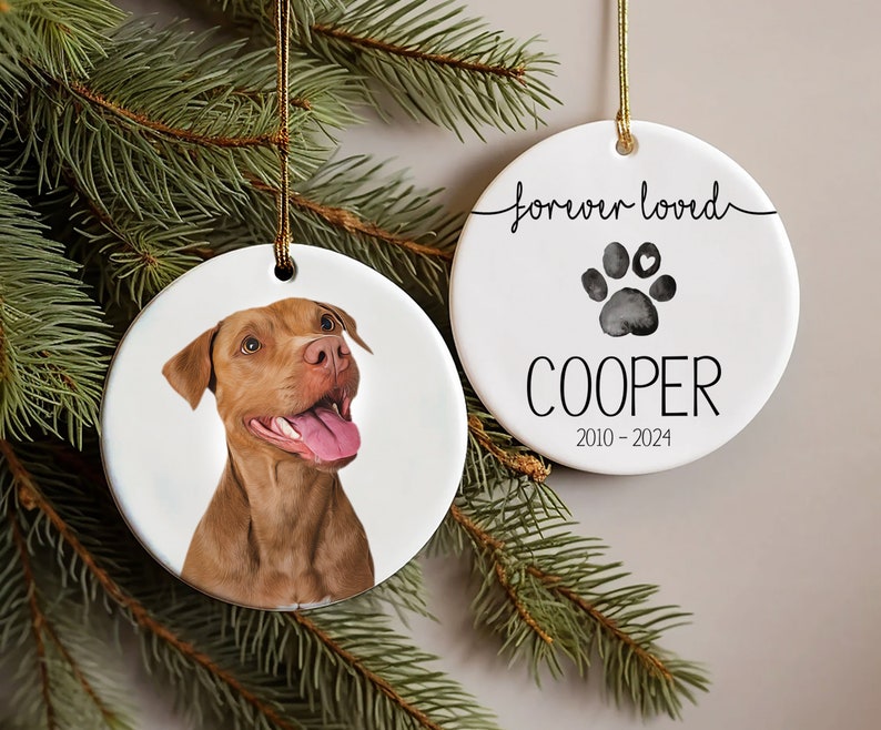 Dog Photo Memory Ornament,Personalized Pet Watercolor Memorial Ornament,Custom Dog Photo Ornament,Dog Loss Keepsake,Dog Remembrance Keepsake Option 4