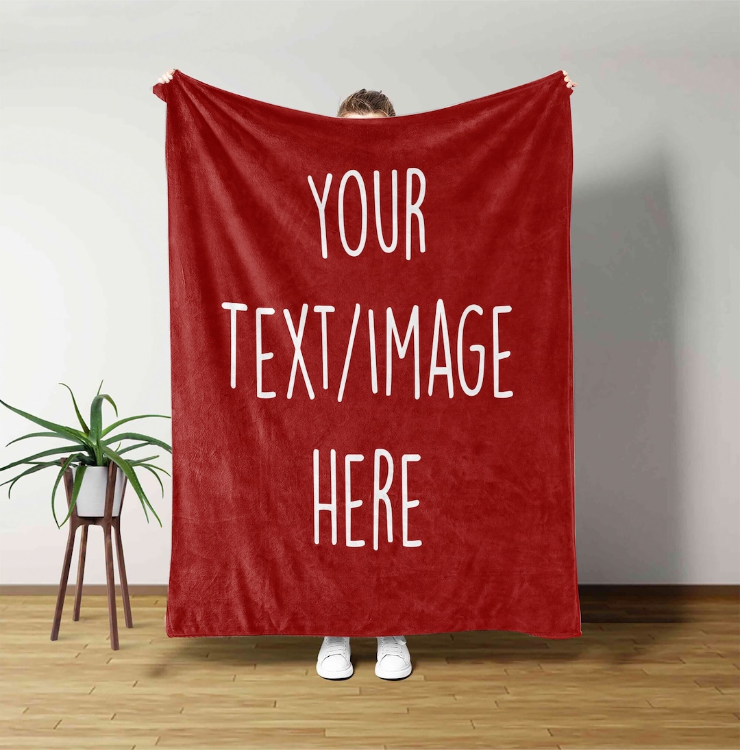 Custom Blanket With Text Photo Logo, Customizable Throw Blanket, Custom