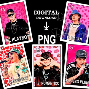 Peso Pluma Valentinstag Karten PNG Lotteriekarten Loteria Karte PNG digitale Download Datei, Sublimation
