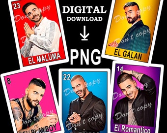 Maluma PNG, Loteria Card PNG  digital download file, sublimation