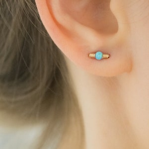 Double Piercing earring, Two Hole Earring, Opal Earring, Double Hole Earring, Multiple Hole Earring Opal, Two Piercing Stud, Two Hole Stud