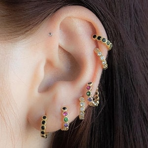 Helix Clicker Earring Hoop - CZ Stones Helix - CZ Diamond Helix
