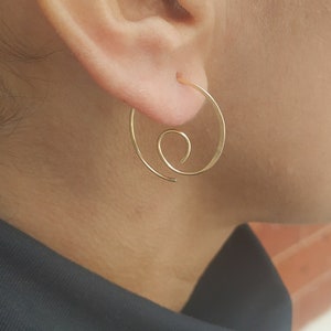 Hoop Earrings - Spiral Hoop Earrings - Spiral of Life Hoops Earrings - Threader Hoop Earrings - Small Spiral Hoops Gold Silver Rose