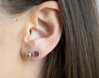 Fête des Mères - Clous d'oreilles boule - Clous ronds - Boucles d'oreilles sphère - Clous boule 6 mm or ou argent