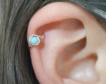 Mother Day - Opal Helix Earring - Opal Helix Hoop - Opal Helix Piercing - Opal Cartilage Earring - Opal Helix Jewelry