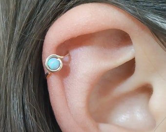 Opal Helix Earring - Opal Helix Hoop - Opal Helix Piercing - Opal Cartilage Earring - Opal Helix Jewelry
