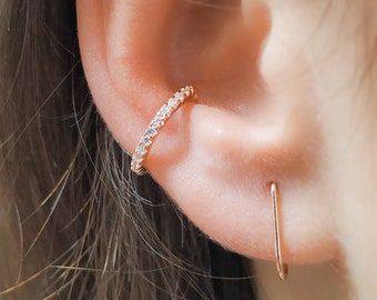 Mother Day - Ear Cuff - Rose Gold Ear Cuff Earring - No Piercing Clip On Cuff - Pave CZ Ear Cuff - Cuff Earrings - Diamond Cuff Earring