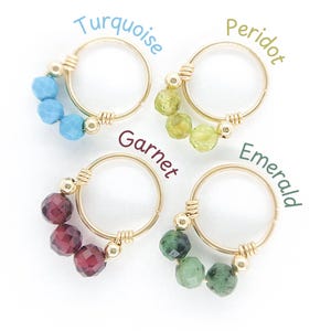 Gemstone Piercing Ring 20g - Gemstone Hoop Piercing - Natural Stone Piercing - Gem Piercing - Septum Helix Daith Nose Cartilage Ring