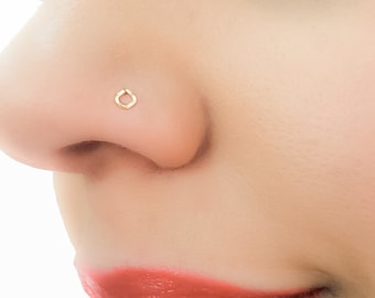 Square Nose Stud in Silver Gold Rose - Nose Piercing Stud - 22g 20g Nose Stud Sterling Silver - Tiny nose stud - Tiny Nose jewelry