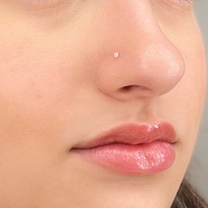Tiny Nose Stud Sterling Silver CZ Nose Stud Mini Micro Nose Stud 1.5mm Diamond Nose Piercing 22g Straight L Shape
