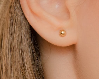 Gold Studs Earrings - tiny stud earrings - Gold Ball Earrings - Ball Stud Earrings - tiny post earrings