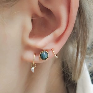 Moos Achat Ohrringe - Moos Achat Ohrstecker - Gold Moos Achat Ohrstecker - Moos Achat Schmuck - Natürliche Moos Achat Ohrstecker