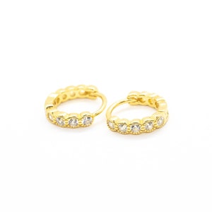 CZ Hoop Earrings- CZ Tiny Hoop Earrings- Crystal Earrings- Bridal Earrings- Wedding Earrings- Bridesmaid Earrings- Bridal Jewelry