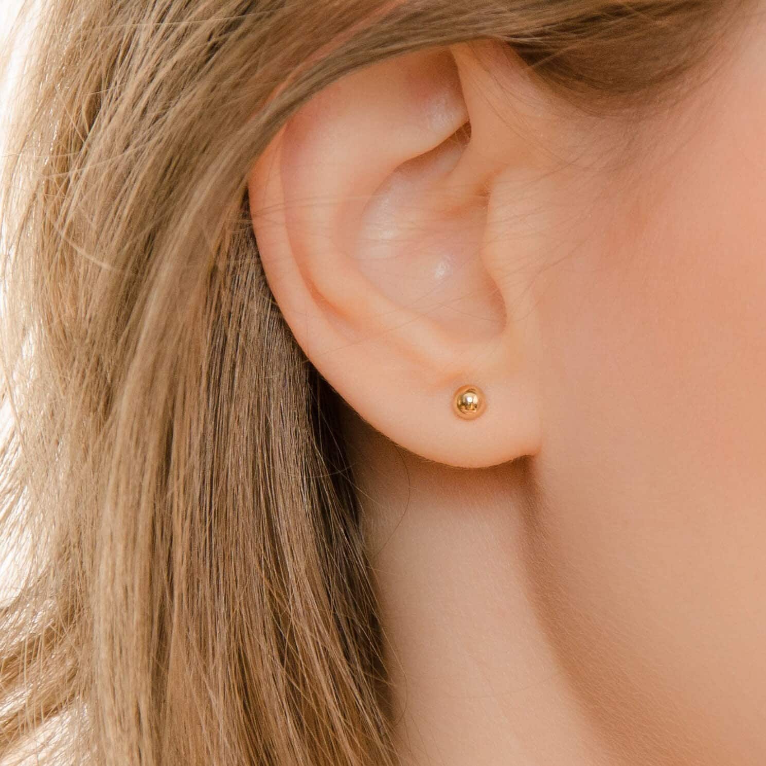 Gold Studs Earrings - tiny stud earrings - Gold Ball Earrings - Ball Stud Earrings - tiny post earrings