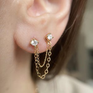 Chain Add On Earrings Charm - Earring Chain - Double Piercing Chain - Chain for Piercings - Gold Chain Earring - Gold Filled
