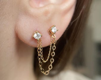 Orecchini A Catena Boho Oro – Cerchio Aperto Con Catena Larga, Minimal, Senza Piercing, Clip Personalizzata