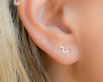 Mother Day - Double piercing earring - Lightning Bolt Double Earring Piercing - Double Lobe earring - 2 Hole Earring - Multiple Post Stud