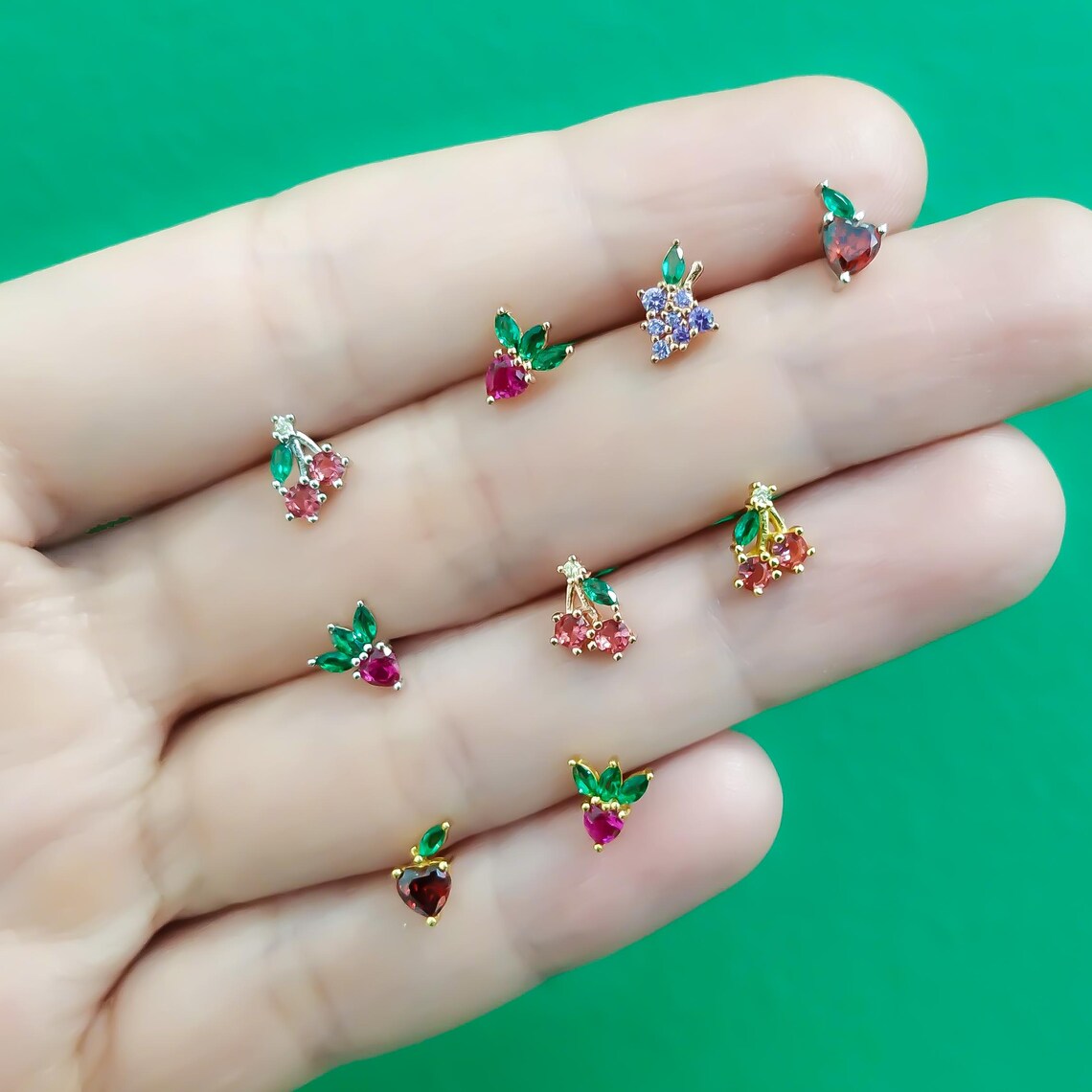 Cute Fruit Pins - Set of 4 Pins Strawberry Raspberry Grapes Cherries ...