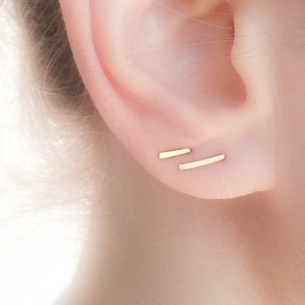 Mother Day - Stud Earrings - Gold Bar Earrings - Stud Earring set - Staple Earrings - Minimalist Earrings - edgy earrings - Line Earrings
