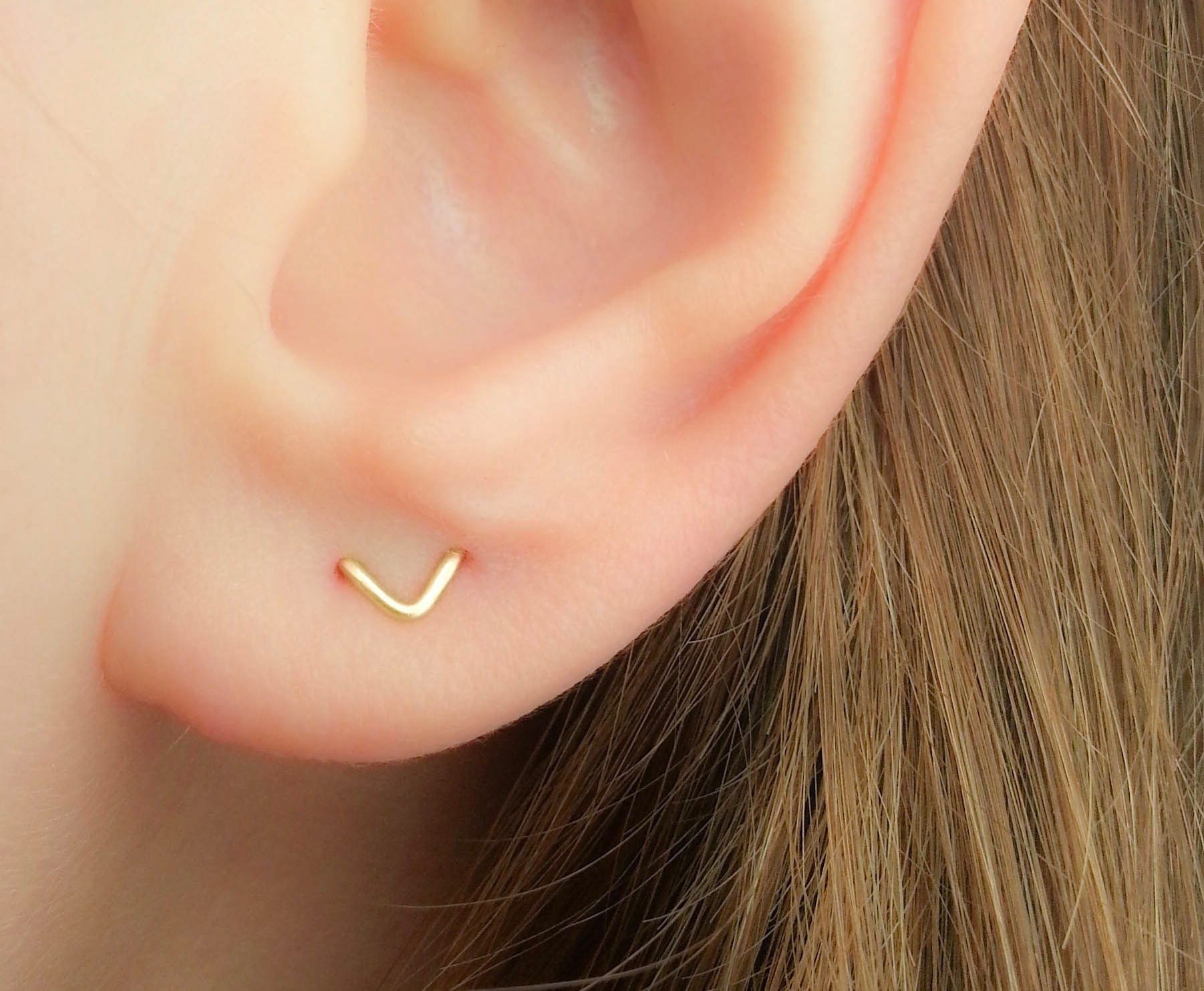 Two Hole Earrings - Double Piercing Earrings - V Earrings - Chevron Earrings - Double Lobe Earrings -Multiple Piercing