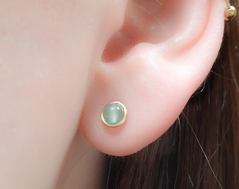 Naturliga Jadeörhängen - Jadeörhängen med stift - Naturliga Jadeörhängen - Ljusgrön Jade - Minimalistiska, nätt vardagliga Jadeörhängen