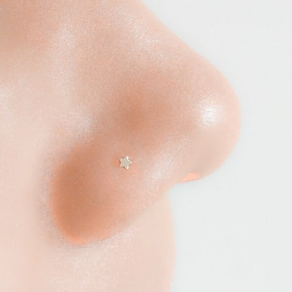 Mother Day - Teeny Tiny Star Nose Stud Nose Piercing Stud Tiny Micro Nose Stud Tiny Star Nose Piercing 24g Small Straight L Shape 2mm