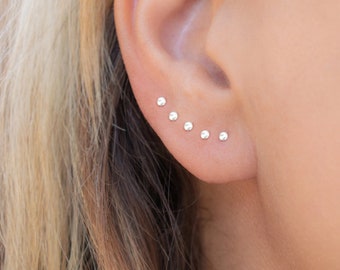 Mother Day - Petite 2mm Silver Studs - Gold Silver Rose Stud Earrings - Stud Earrings Simple Minimalist - Teeny Tiny Dot Earrings