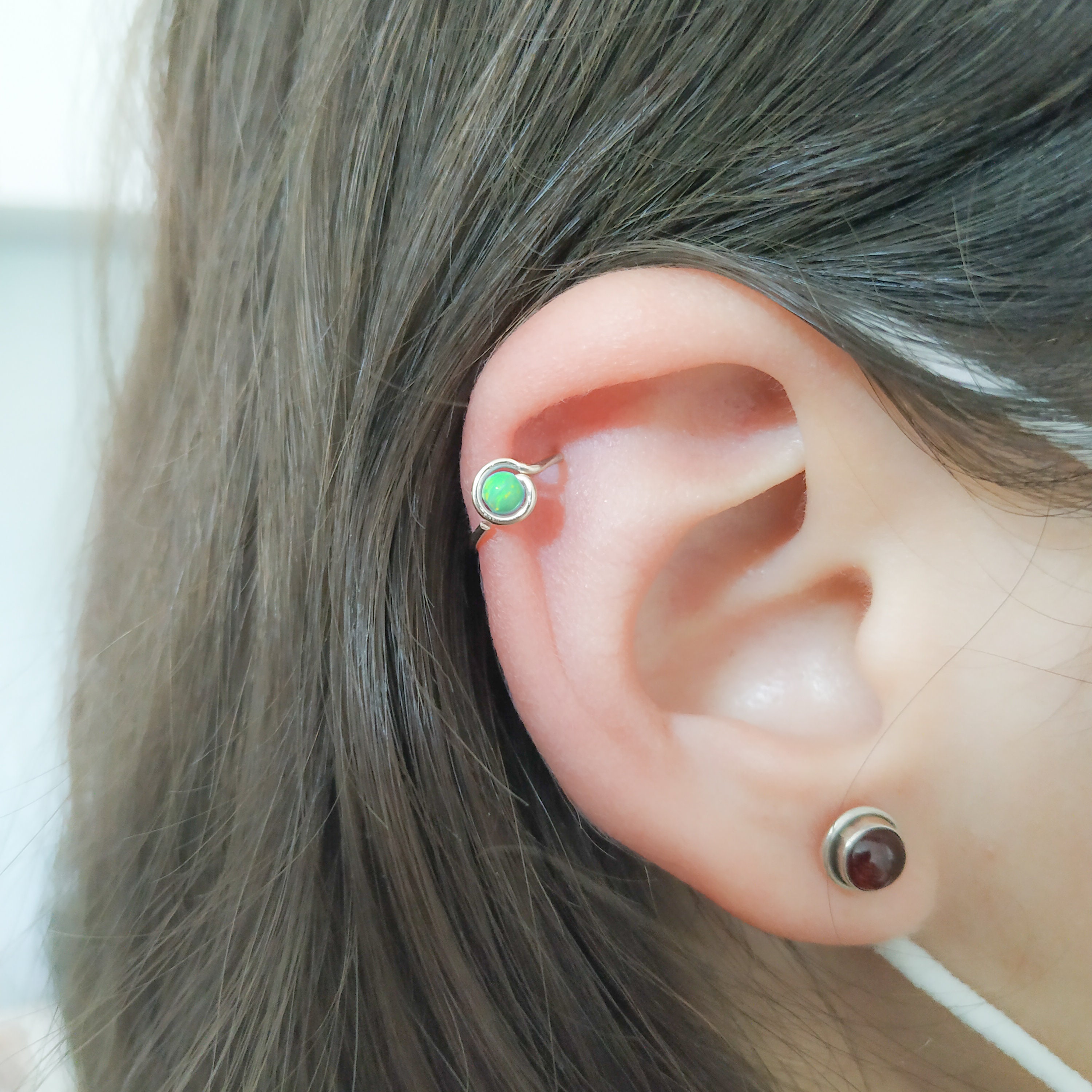 Opal Helix Earring Opal Helix Hoop Opal Helix Piercing Opal Cartilage Earring Opal Helix Jewelry Etsy Canada