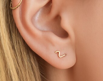 Double piercing earring - Lightning Bolt Double Earring Piercing - Double Lobe earring - 2 Hole Earring - Multiple Post Stud