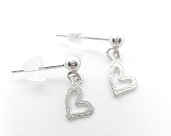 Sterling Silver Earrings - Tiny Dangling Ear Stud Earrings