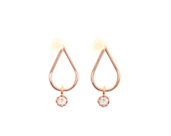 Mother Day - Dainty Stud Earrings - Teardrop Earring stud - Dangle Diamond Earring studs - Drop studs Diamond - Tear drops earrings CZ
