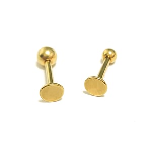 Piercing de barra diminuto con bola de tornillo en la parte posterior plana - Piercing de oreja con parte posterior plana - Perno de hélice con bola de tornillo - Pendiente de cartílago con parte posterior plana