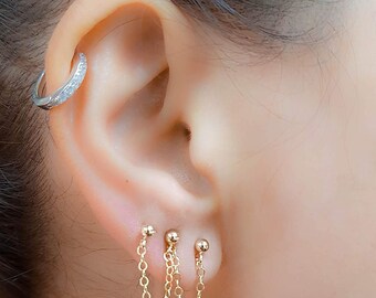 Double Piercing Earring-triple Piercing Chain Studs-four Piercing