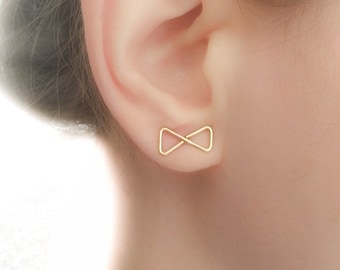 Mother Day - Bow Earrings - Bow Stud Earrings - Elegant Bow Stud Earrings - Triangle Infinity Earrings - Bow Tie Earrings - Bow Tie Studs