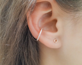Conch Ear Cuff - Rose Gold Ear Cuff Earring - No Piercing Clip On Cuff - Pave CZ Ear Cuff - Cuff Earrings-Diamond Cuff Earring-Conch Earring