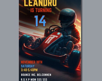 Go Kart-verjaardagsuitnodiging: uitnodiging racefeest (digitale download)