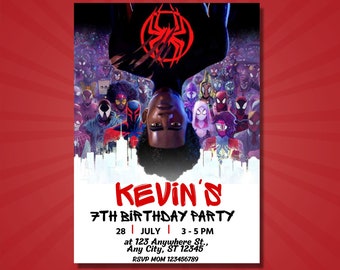 Spider-Man: Across the Spider-Verse Birthday Invitation Spiderman Movie Invitation Spider Man Invite Miles EDITABLE Instant Digital