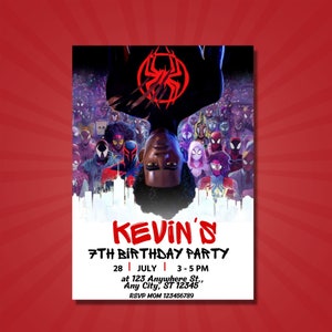 Spider-Man: Across the Spider-Verse Birthday Invitation Spiderman Movie Invitation Spider Man Invite Miles EDITABLE Instant Digital