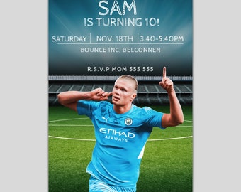 Haaland-verjaardagsuitnodiging: Manchester City Invite (digitale download)