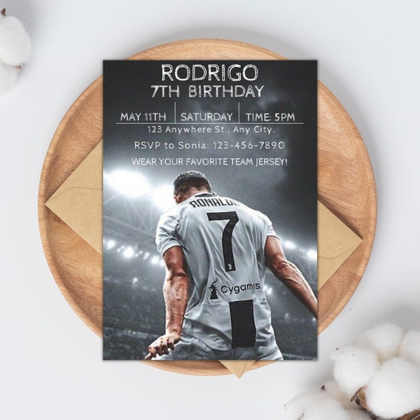 Cristiano Ronaldo Birthday Invitation | Made to order customizable Birthday card | CR7 Invite | Digital CR7 Ronaldo Party