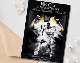 Jude Bellingham Editable Soccer Birthday Invitation Digital, Football Birthday Evite, Editable in Canva Printable Download