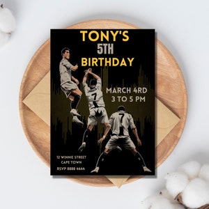 Invitation d'anniversaire de Cristiano Ronaldo | Fait sur commande carte d'anniversaire personnalisable | CR7 Inviter | Fête numérique CR7 Ronaldo