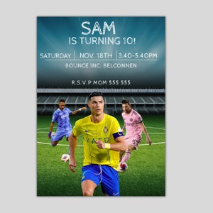 Editable Soccer Birthday Invitation Digital, Soccer Party Invite, Football Birthday Evite, Editable in Canva Printable Download