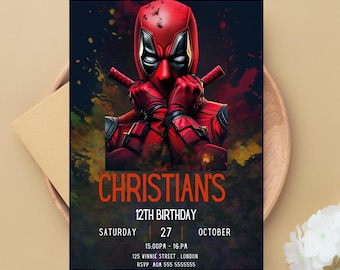 Deadpool Birthday Invitation: Printable Party Invite (Digital Download)